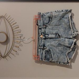 Seethrusoul Denim acid wash shorts